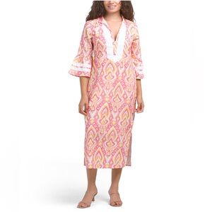 NWT! Sail to Sable Bell Sleeve Pink and Yellow Ikat Caftan size XXS